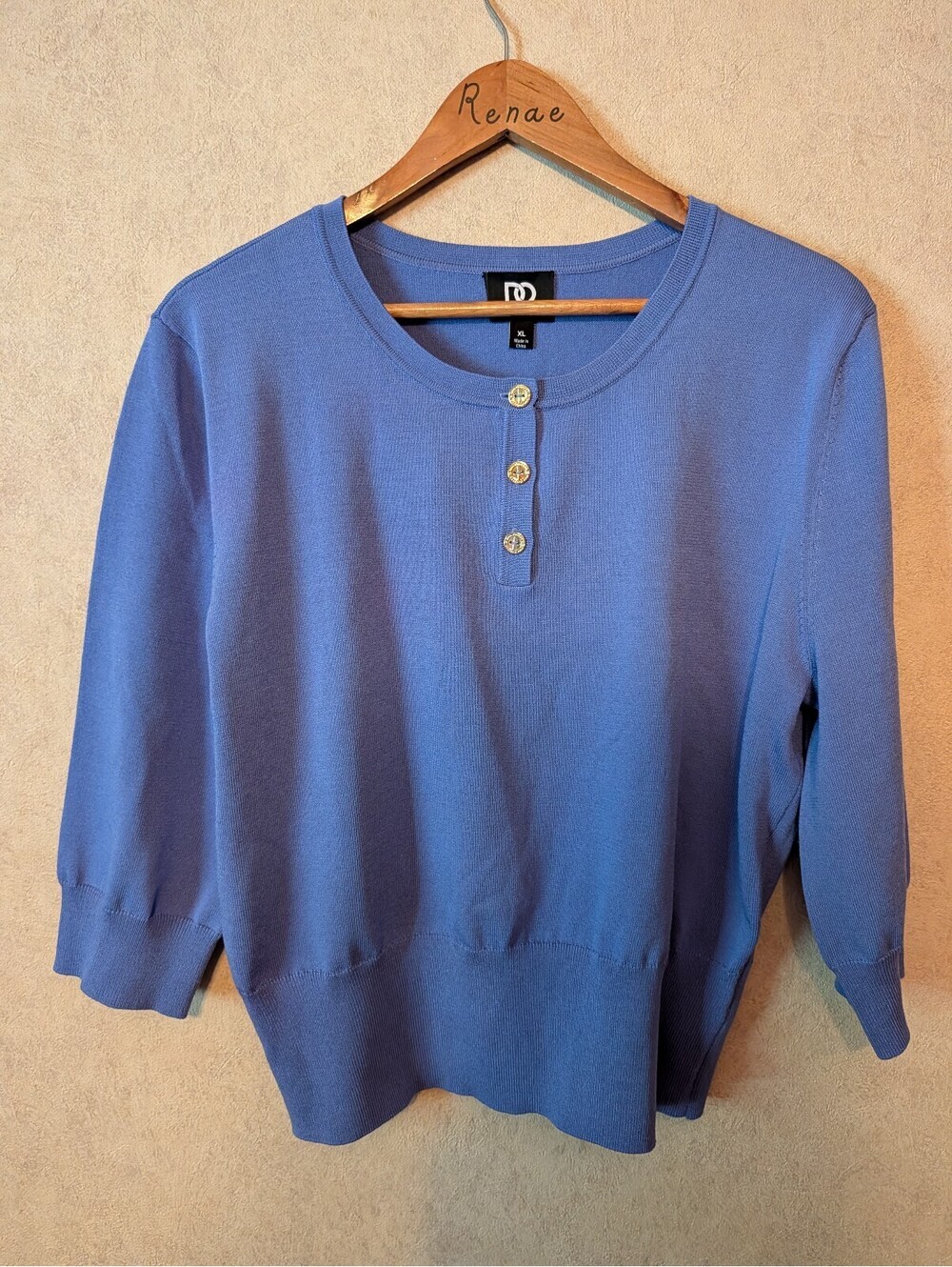 DEE OCLEPPO purple 3/4 sleeve blouse sz XL